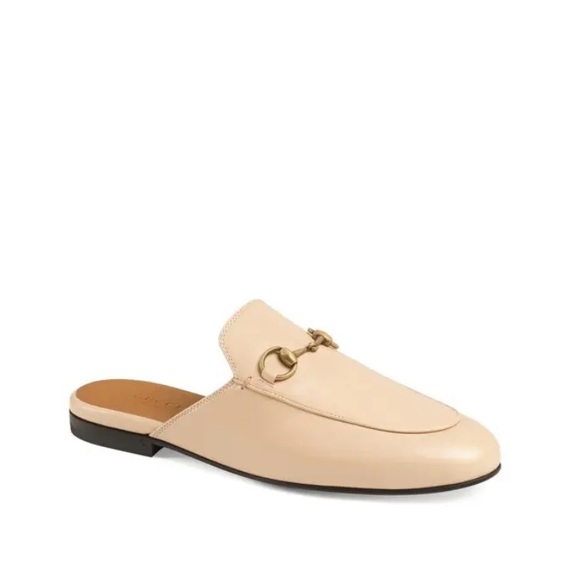 Gucci Princetown Loafer Mule in Beige with Gold Accent - Picture 1 of 5